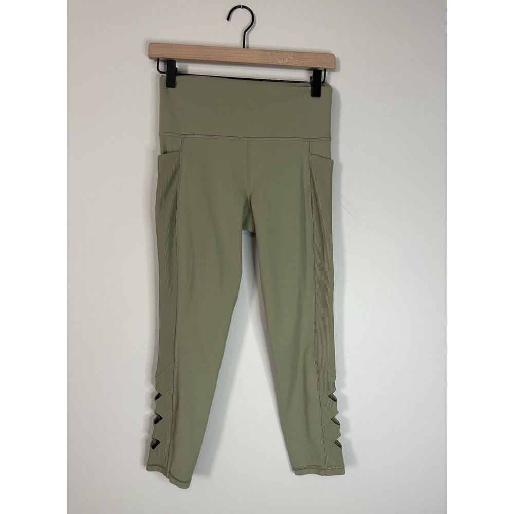 Athleta Women Salutation Stash Pocket Cutout 7/8 Tight 657523 Sage Green S